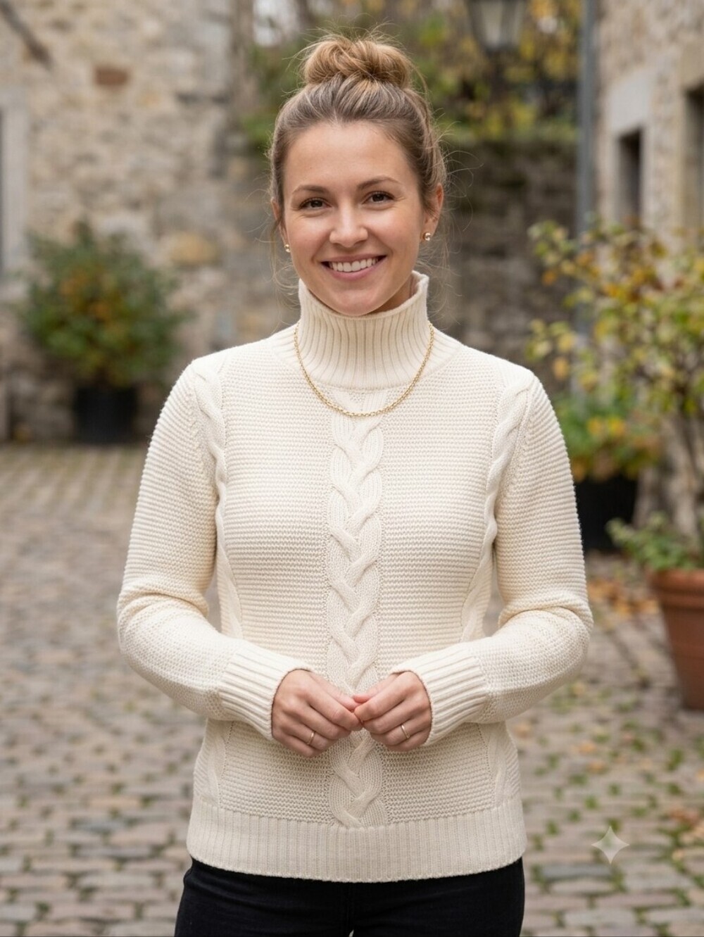 GAP Cream Cable Turtleneck Sweater
